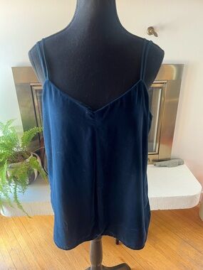 GAP Dark Teal Blue Velvet Double-Strap Cami